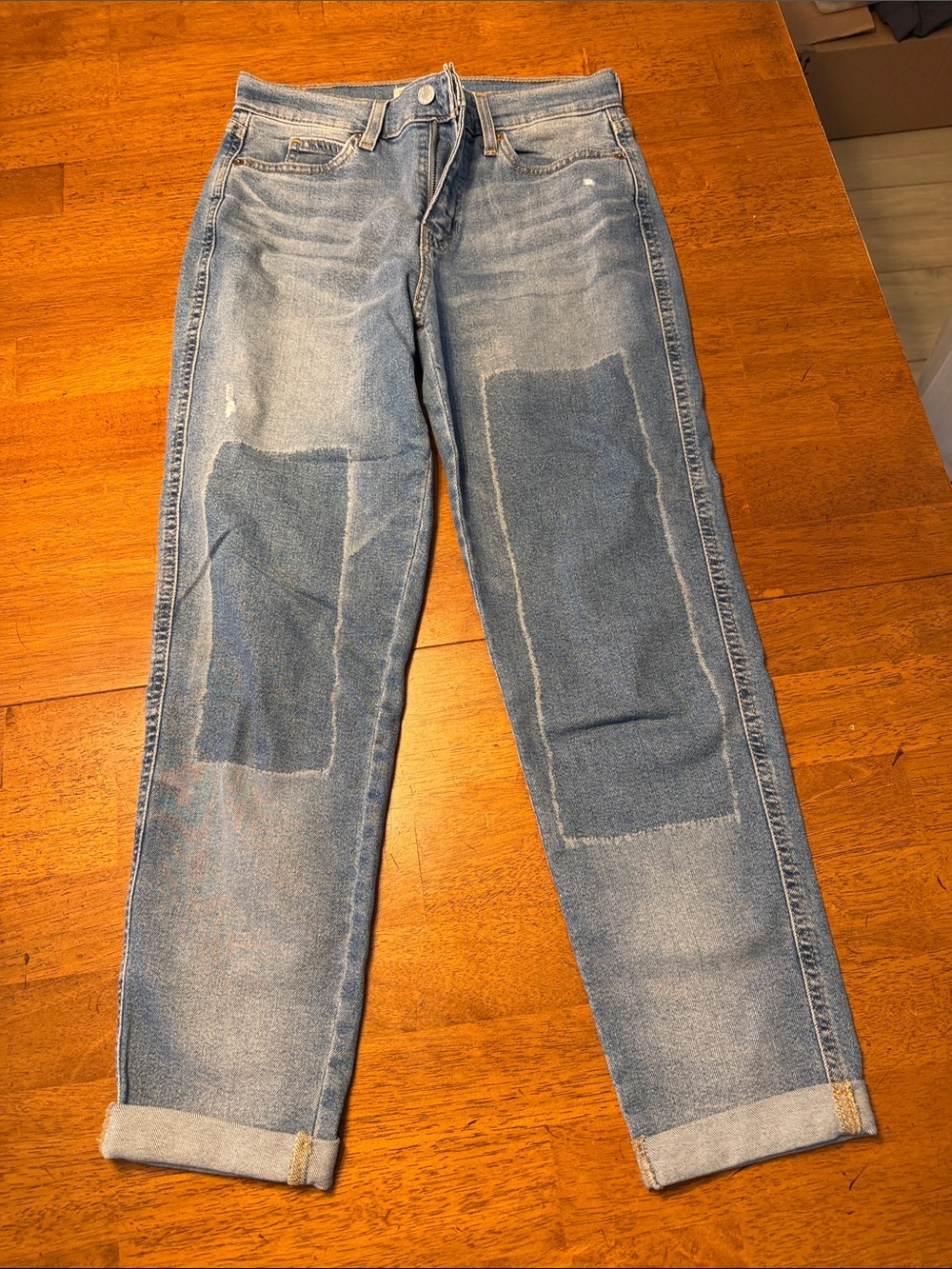 Signature by Levi Strauss Women's Blue Patchwork Straight-Leg Jeans